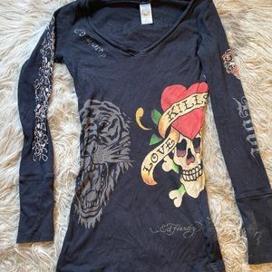 Original “Love Kills” Ed Hardy Long Sleeve Shirt